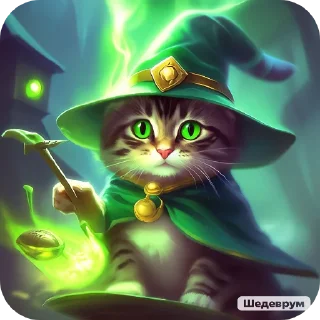Стикер Котик волшебник @jsgyoe - 3
