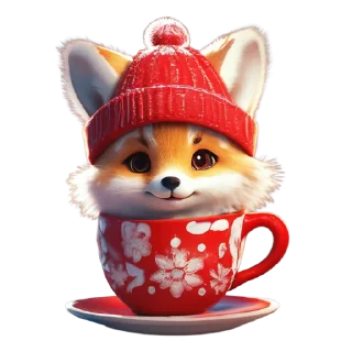 Стикер Зимнее звери в кружках @cats_Crystal - 11