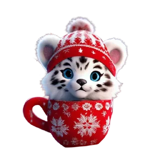 Стикер Зимнее звери в кружках @cats_Crystal - 3