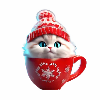 Стикер Зимнее звери в кружках @cats_Crystal - 2