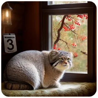 Sticker Autumn Manul @animalplantspb - 7
