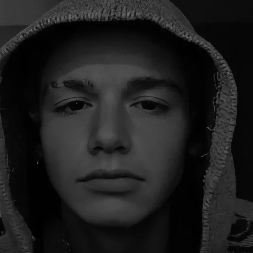 human face black and white portrait