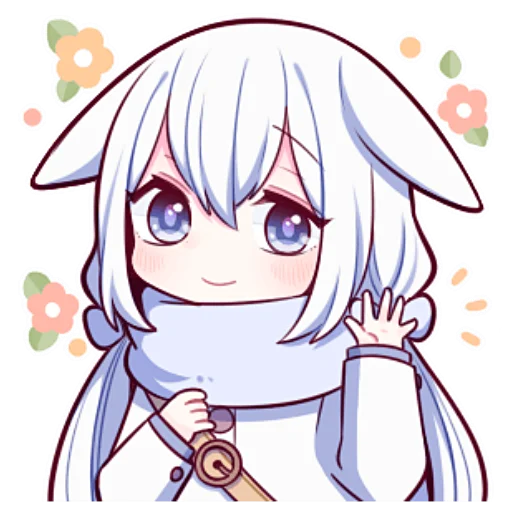 Sticker Белая зайка @nyasticks - 3