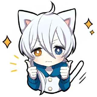 Стикер Белый котёнок @Nyasticks - 7