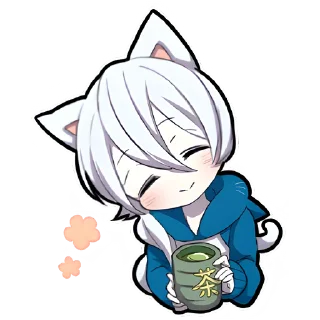 Стикер Белый котёнок @Nyasticks - 4