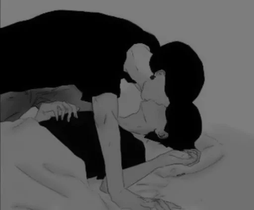 целовать эскиз черно-белый