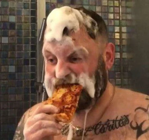 Человек фаст-фуд пицца