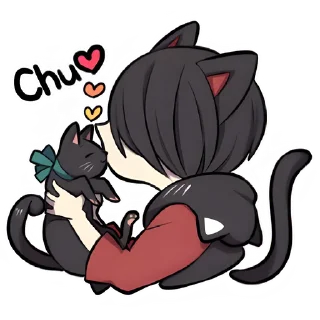 Стикер Чёрный котёнок @nyasticks - 10