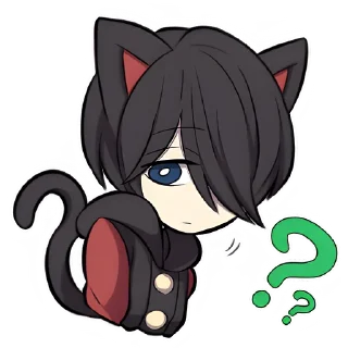 Стикер Чёрный котёнок @nyasticks - 1