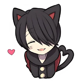 Стикер Чёрный котёнок @nyasticks - 6