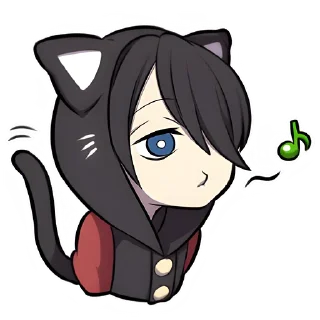 Стикер Чёрный котёнок @nyasticks - 3