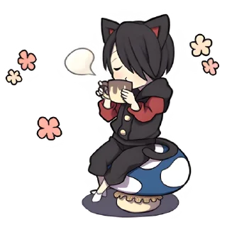 Стикер Чёрный котёнок @nyasticks - 5