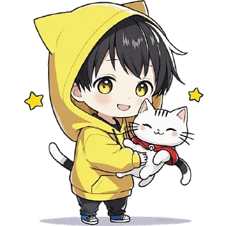Sticker Худи-кун и котик @Nyasticks - 4