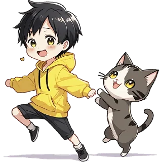 Sticker Худи-кун и котик @Nyasticks - 9