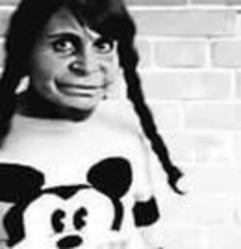 black and white human face mammal