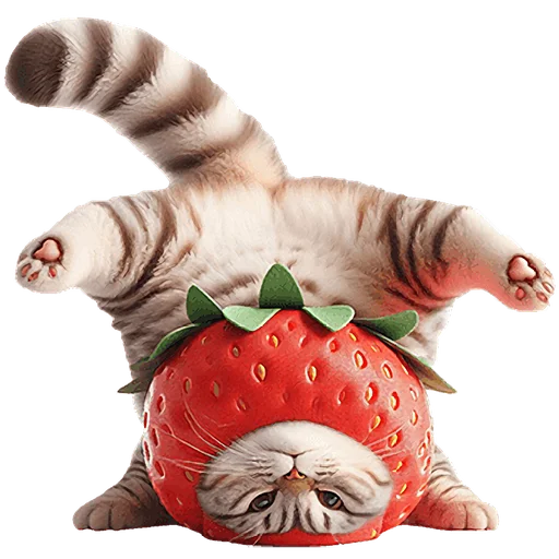 Стикер Fat_Cat_strawberry_Nyasticks - 1