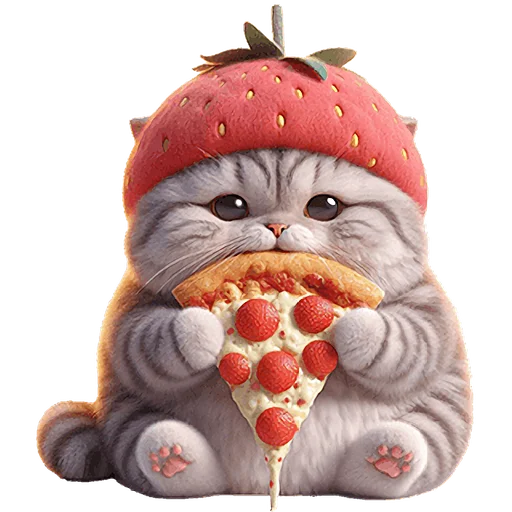 Стикер Fat_Cat_strawberry_Nyasticks - 1