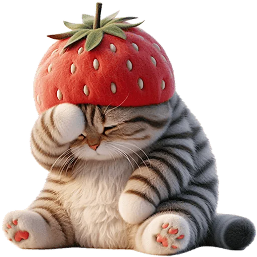 Sticker Fat_Cat_strawberry_Nyasticks - 1