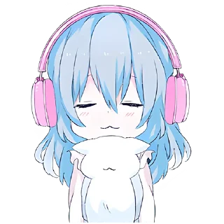 Стикер Голубая девочка @Nyasticks - 2