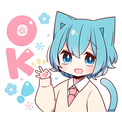 Sticker Голубой котик-кун @nyasticks - 11