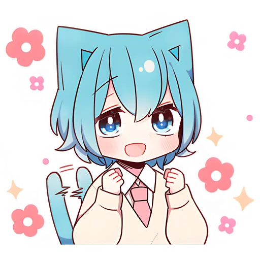 Sticker Голубой котик-кун @nyasticks - 8