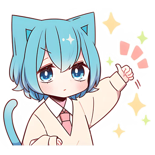 Sticker Голубой котик-кун @nyasticks - 2