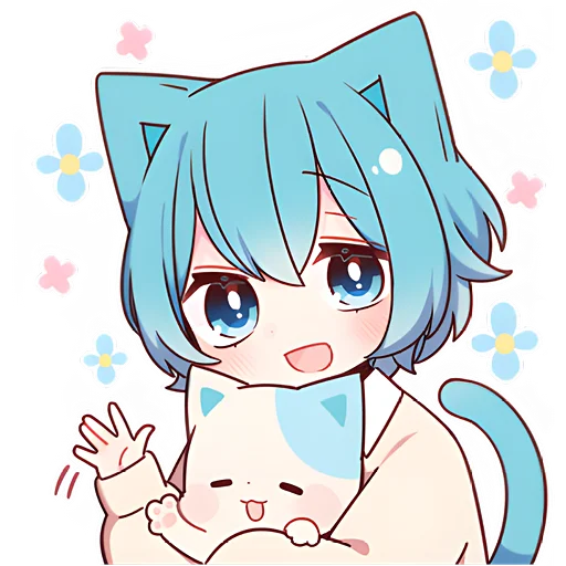 Sticker Голубой котик-кун @nyasticks - 1