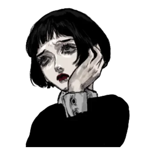 Sticker Грустная девочка @nyasticks - 8