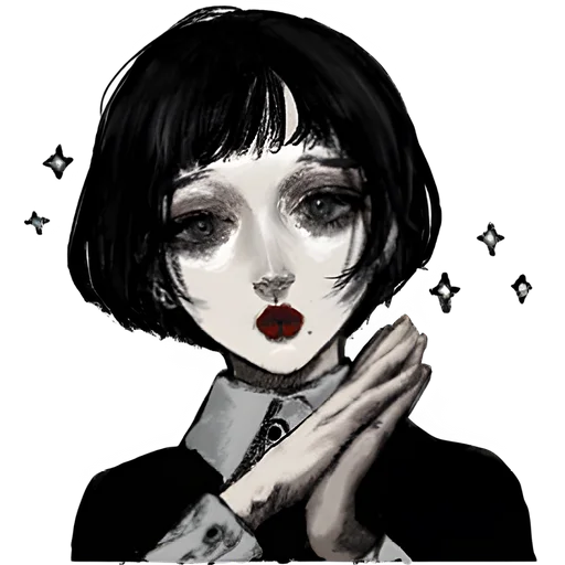 Стикер Грустная девочка @nyasticks - 9