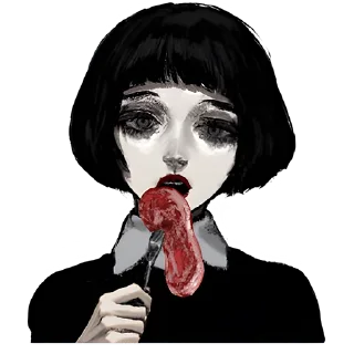 Стикер Грустная девочка @nyasticks - 7