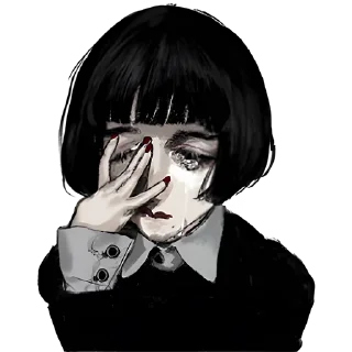 Стикер Грустная девочка @nyasticks - 3