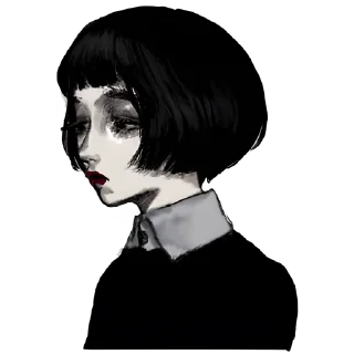 Стикер Грустная девочка @nyasticks - 4