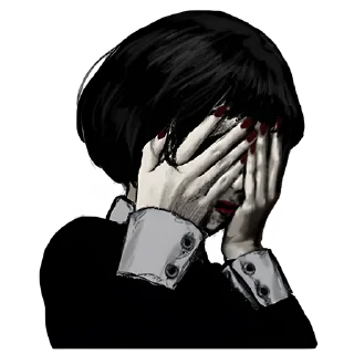 Стикер Грустная девочка @nyasticks - 0