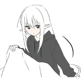 Sticker Эльфийка в худи @Nyasticks - 11