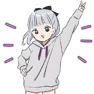 Sticker Худи-тян серая @Nyasticks - 1