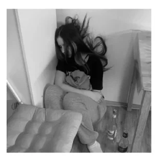 black and white person wall