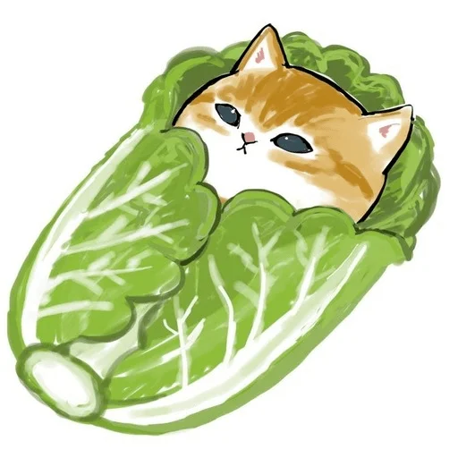 cat drawing vegetable