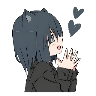 Стикер Кошка-тян в рубашке @nyasticks - 5