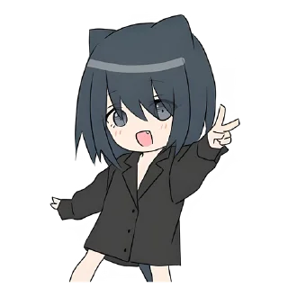 Стикер Кошка-тян в рубашке @nyasticks - 6