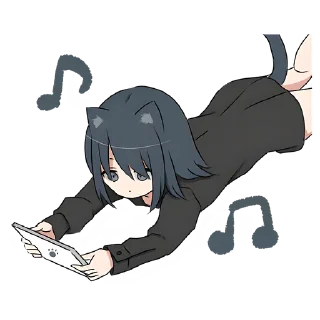 Стикер Кошка-тян в рубашке @nyasticks - 11