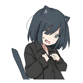 Стикер Кошка-тян в рубашке @nyasticks - 1