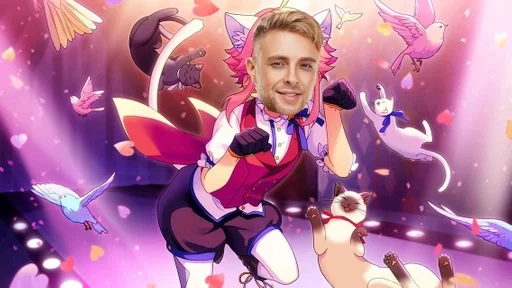 human face cartoon magenta