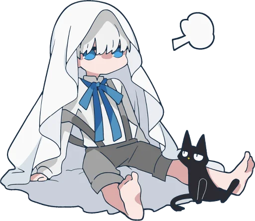 Стикер Ghost and black cat :: @line_stickers - 3