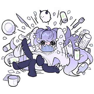 Стикер Ленивая-тян @Nyasticks - 0