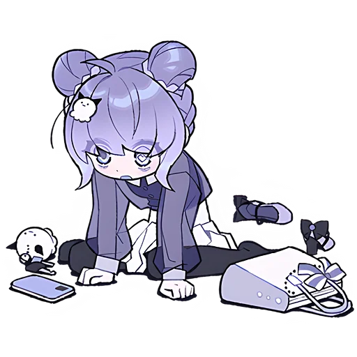 Стикер Ленивая-тян @Nyasticks - 11