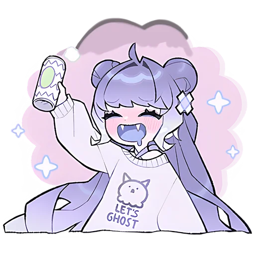 Стикер Ленивая-тян @Nyasticks - 7