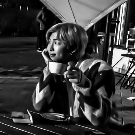 black and white human face person