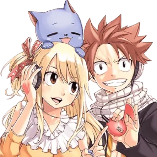 Стикер Natsu+Lucy+Happy @CAT_Bot_00 - 4