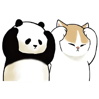 Стикер Панда и Котик - 1