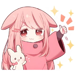 Стикер Розовый зайчик @Nyasticks - 0